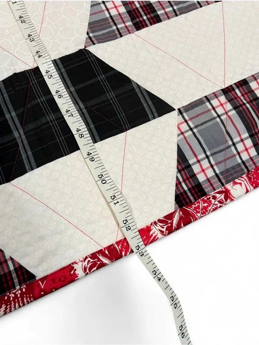 Plaid Black & White Patchwork Quilt - Handmade